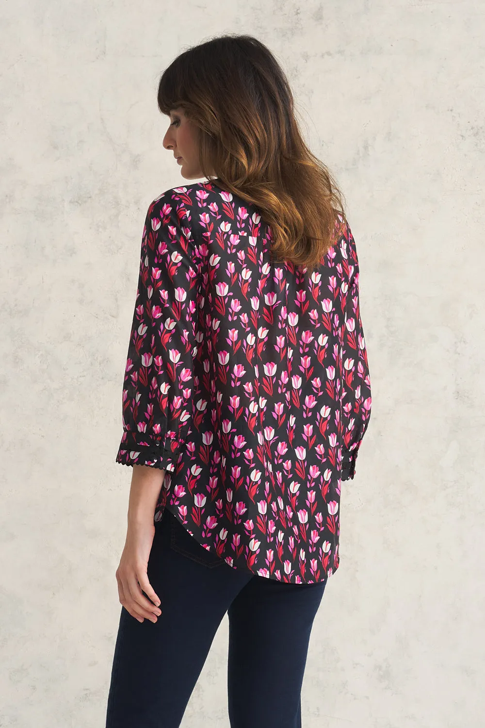 Cotton Silk Blouse - Tulips Print