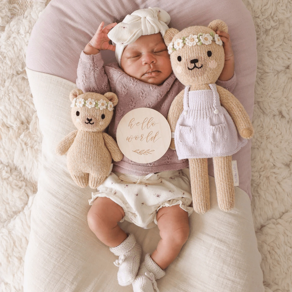 cuddle kind Baby Honey Bear - Ivory Floral