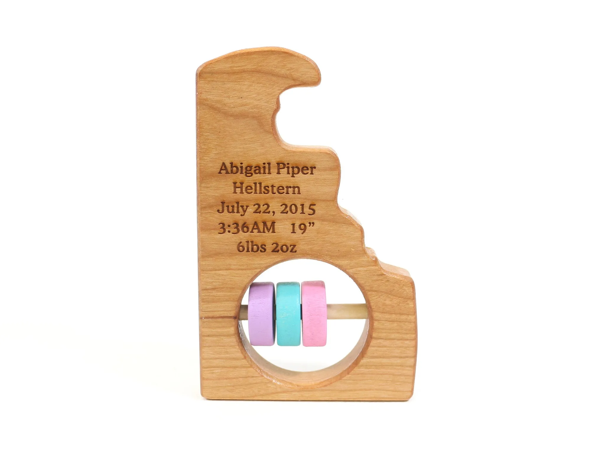 Delaware State Wooden Baby Rattle