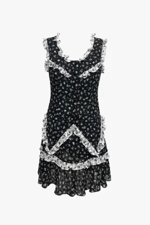 Ditsy Dot Chiffon Ruffle Dress