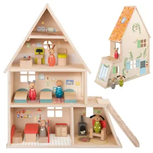 Doll House With Furniture - La Grande Famille