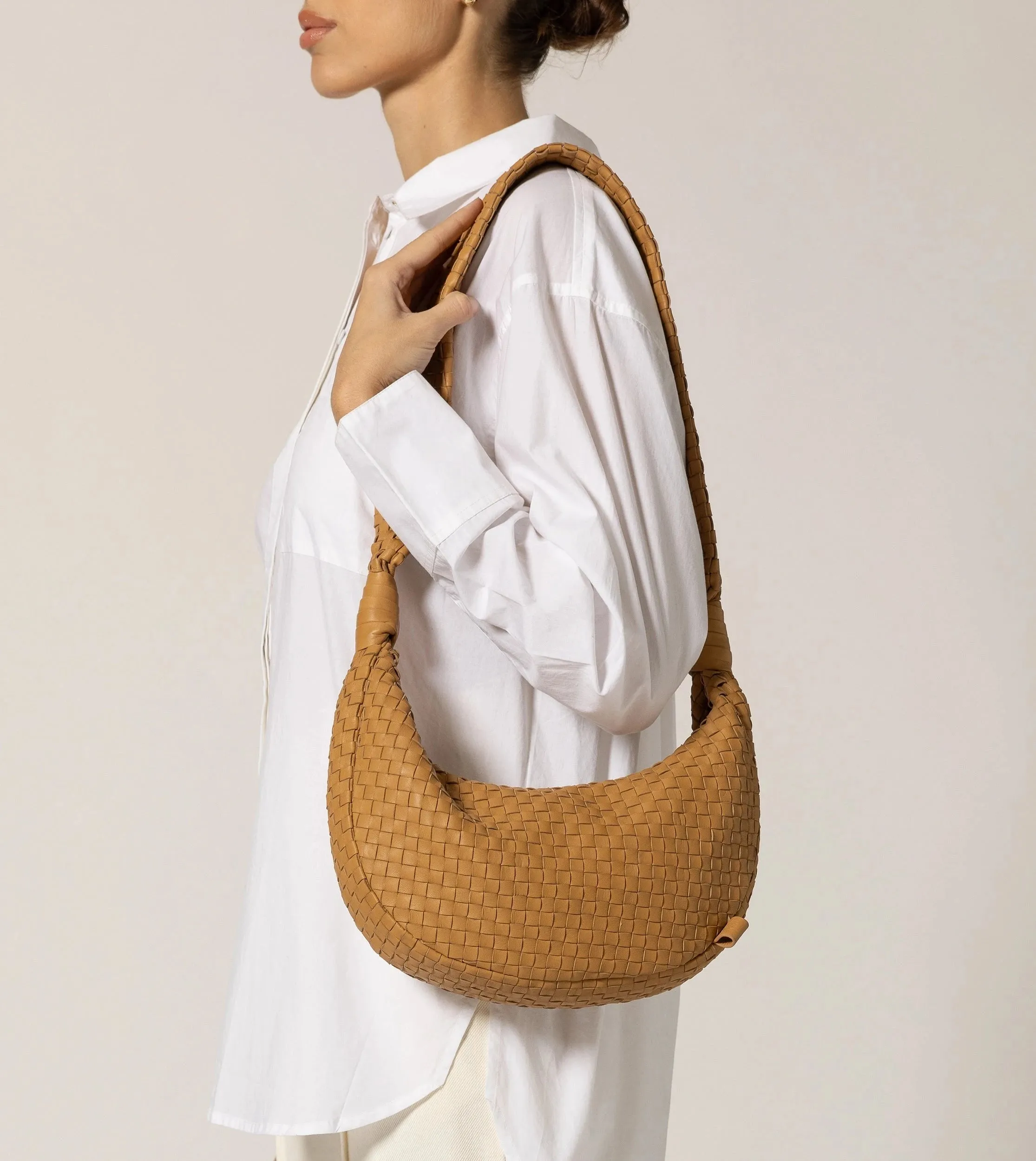 Dylan Woven Handbag | Dark Tan