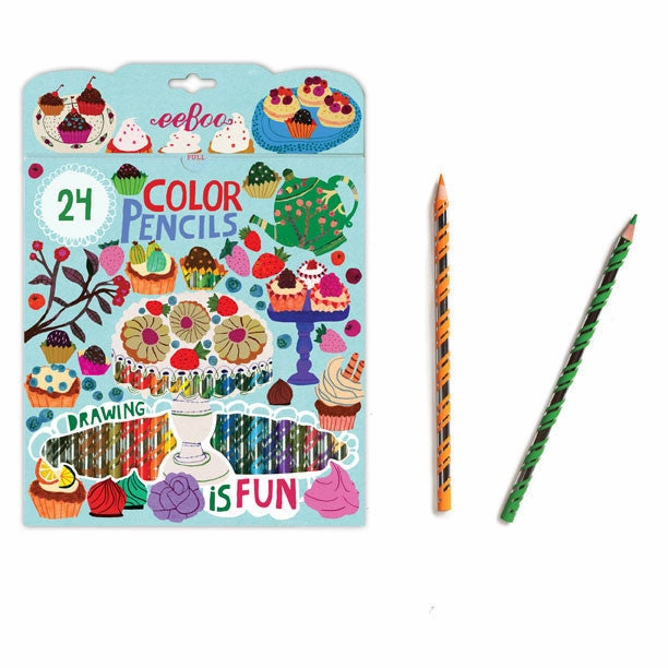 eeBoo Desserts 24 Color Pencils Paper