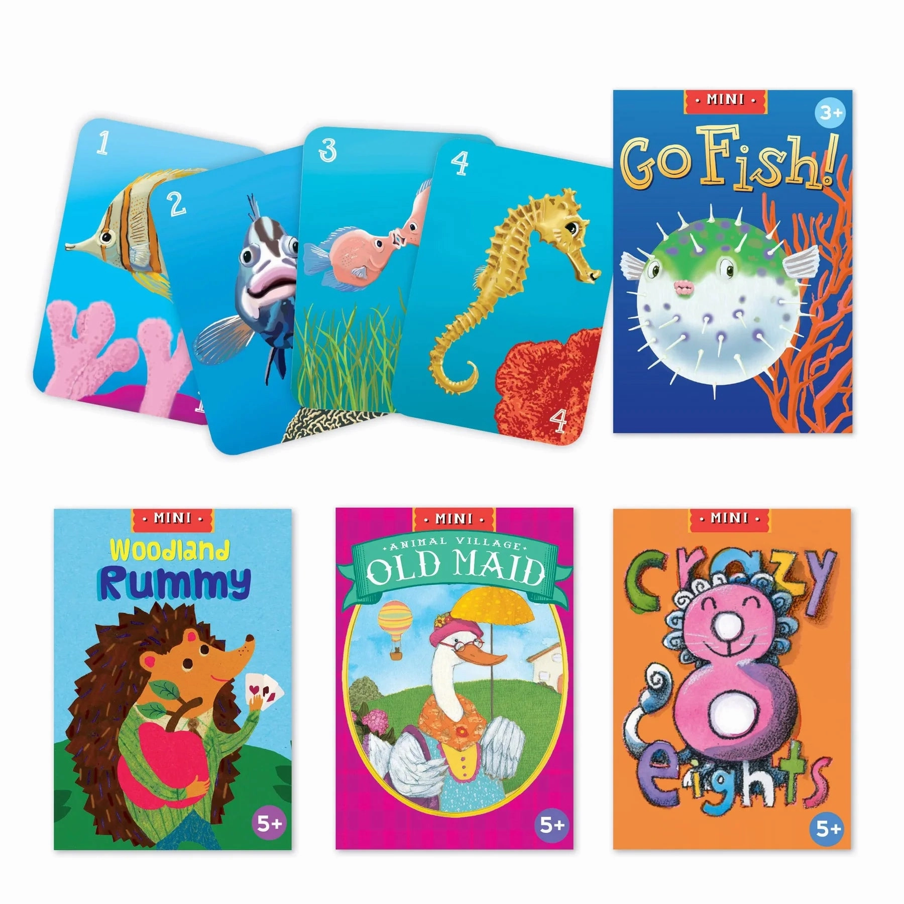 Eeboo Mini Travel Card Games |old maid |Crazy 8 | rummy