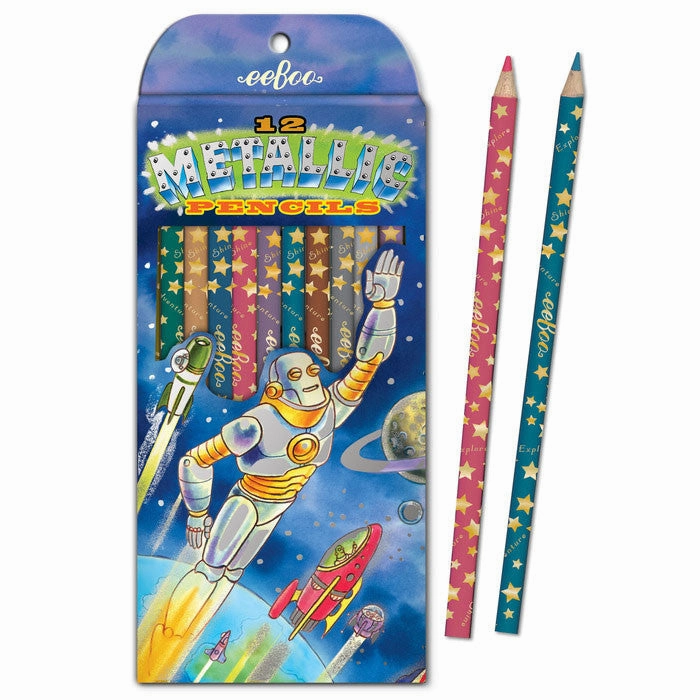 eeBoo Robot Rescue Metallic 12 Color Pencils