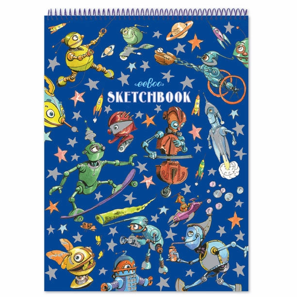 eeBoo Robot Striped Biggies Sketchbook