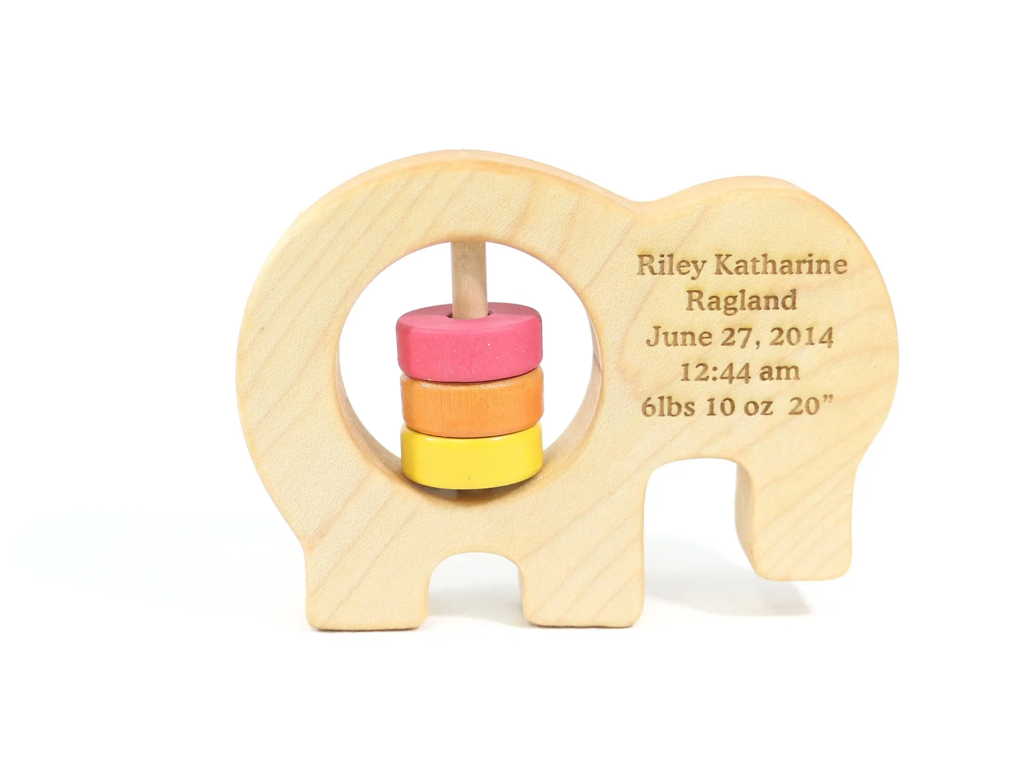 Elephant Wooden Baby Rattle
