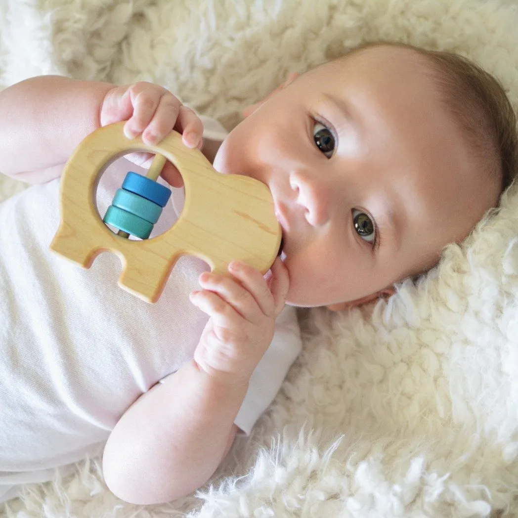 Elephant Wooden Baby Rattle