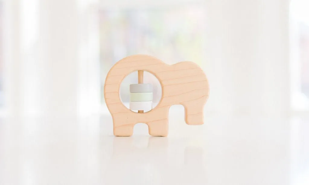 Elephant Wooden Baby Rattle