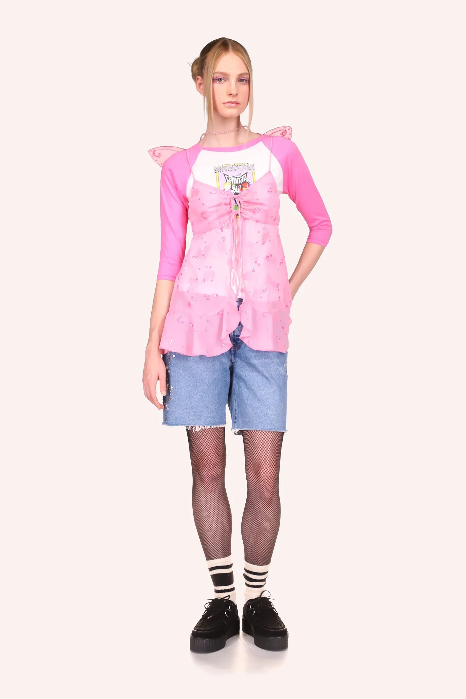 Embroidered Denim Shorts