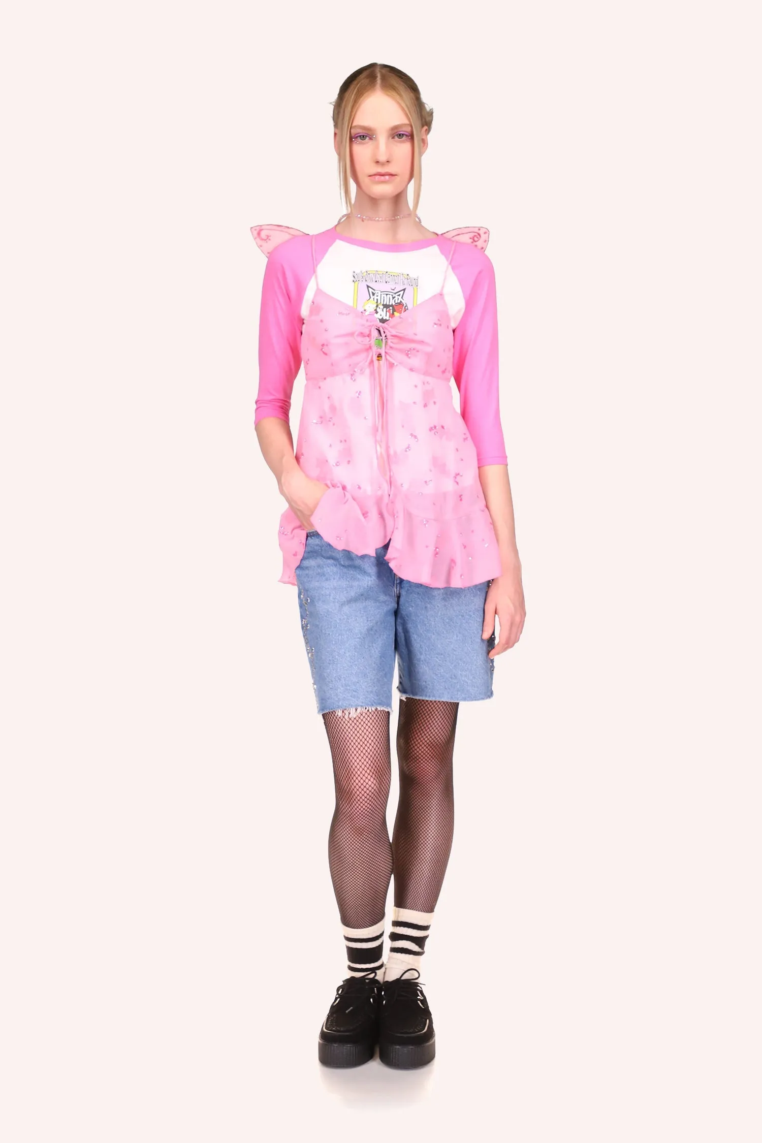Embroidered Denim Shorts