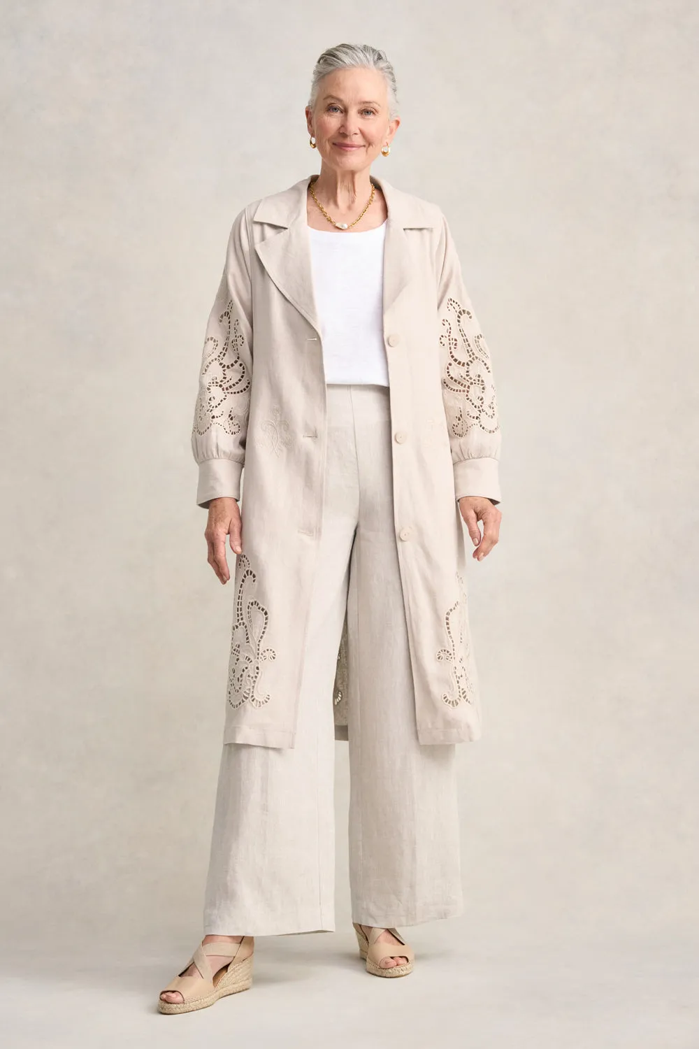 Embroidered Trench Coat - Sienna