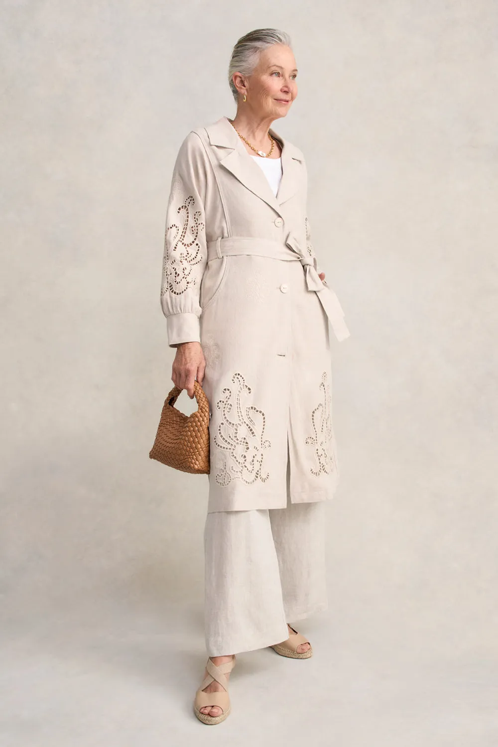 Embroidered Trench Coat - Sienna