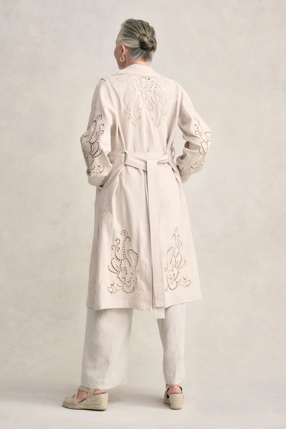 Embroidered Trench Coat - Sienna