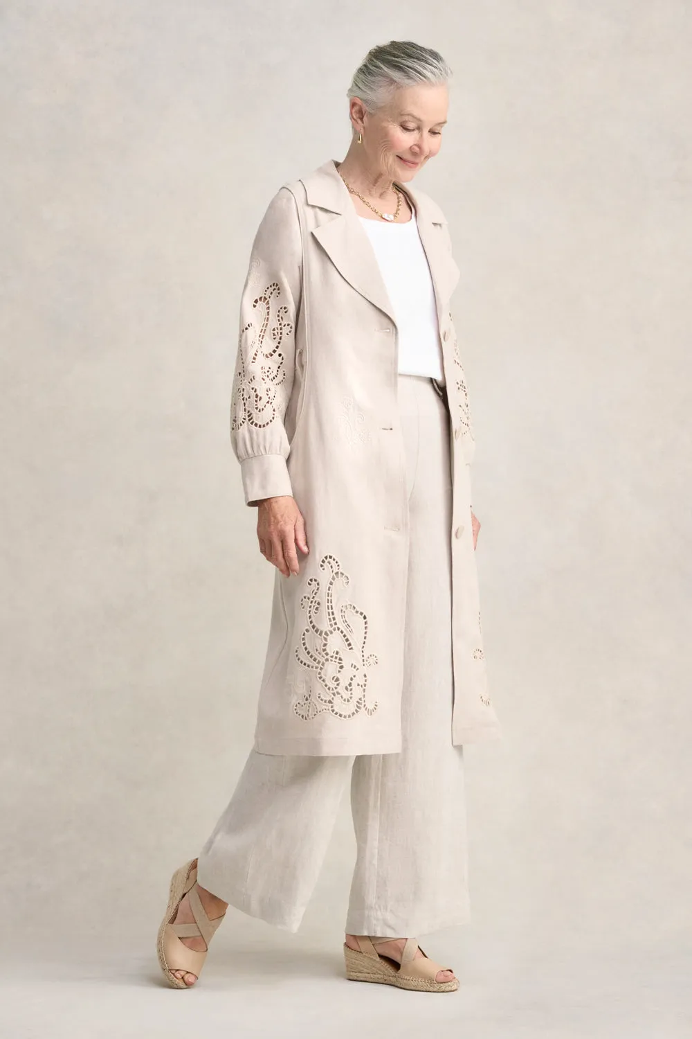 Embroidered Trench Coat - Sienna