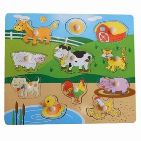 Farm Wooden Peg Puzzle 11 pcs