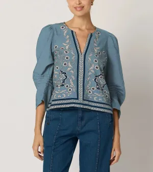 Farrah Blouse | Cardamon Blue