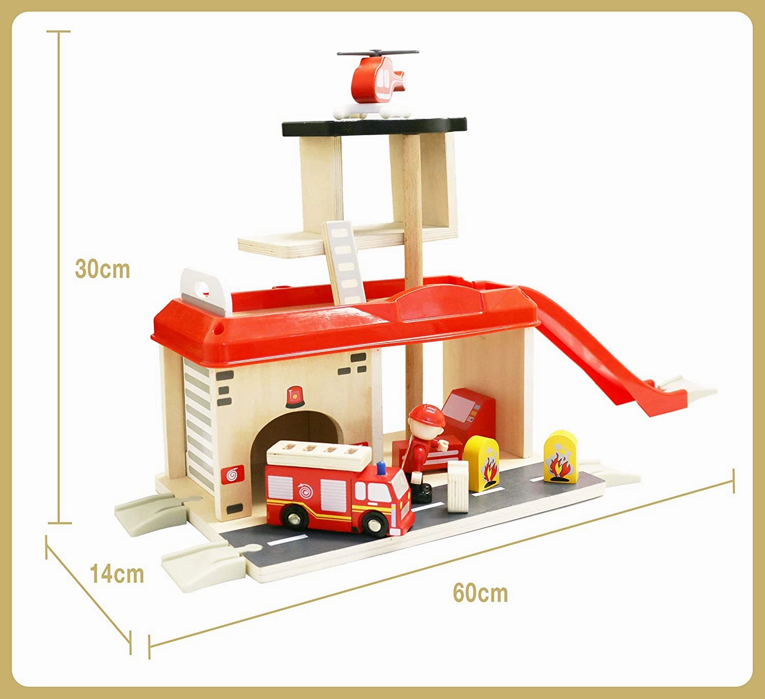 Fire Station with Accessories Montessori Wooden Activity Cube