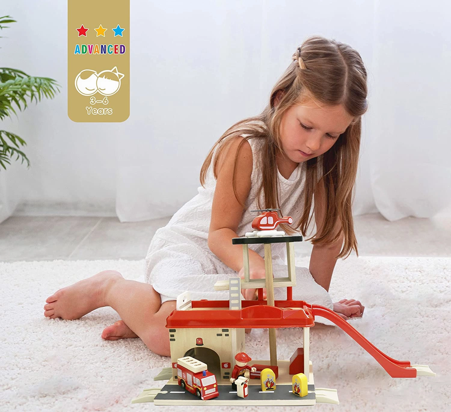 Fire Station with Accessories Montessori Wooden Activity Cube