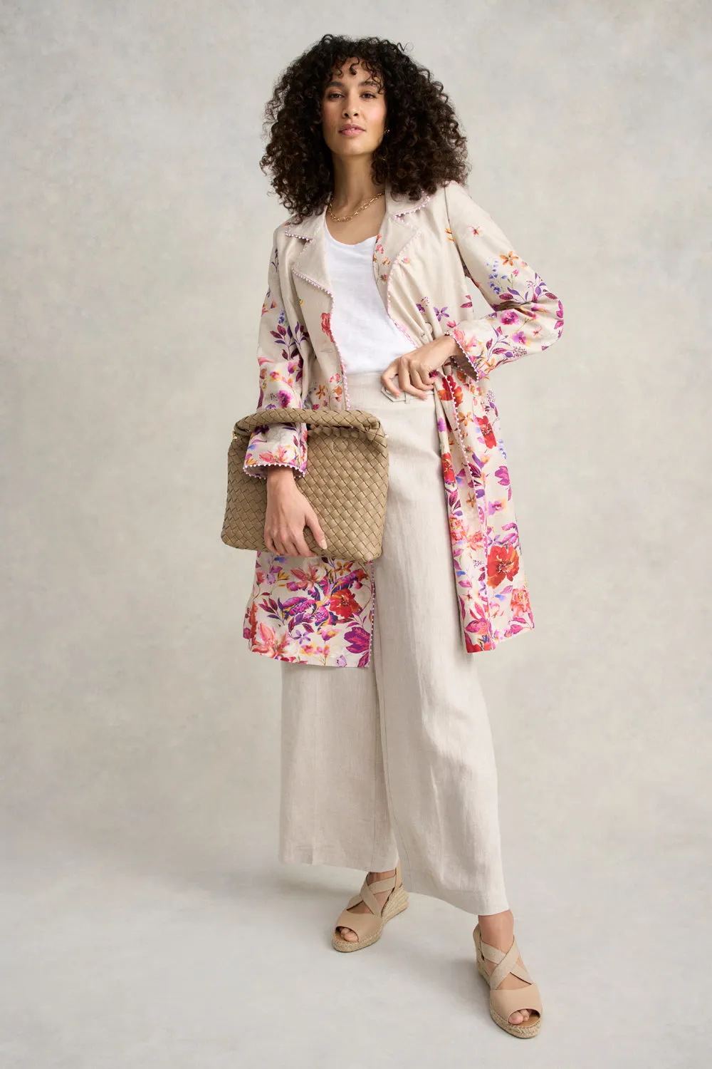 Floral Printed Coat - Floral Cross-Dye