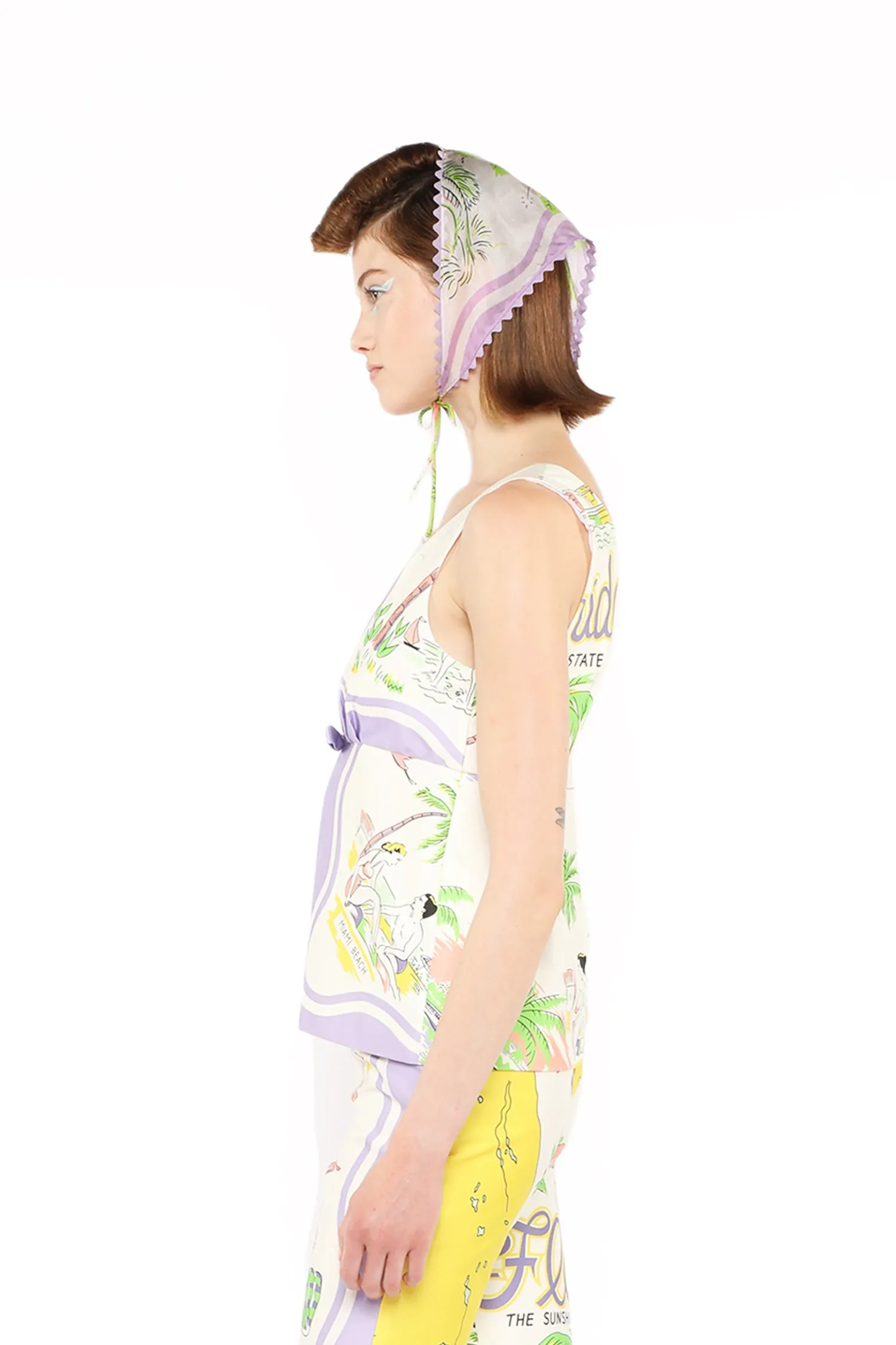 Florida Cotton Sateen Sleeveless Bow Top