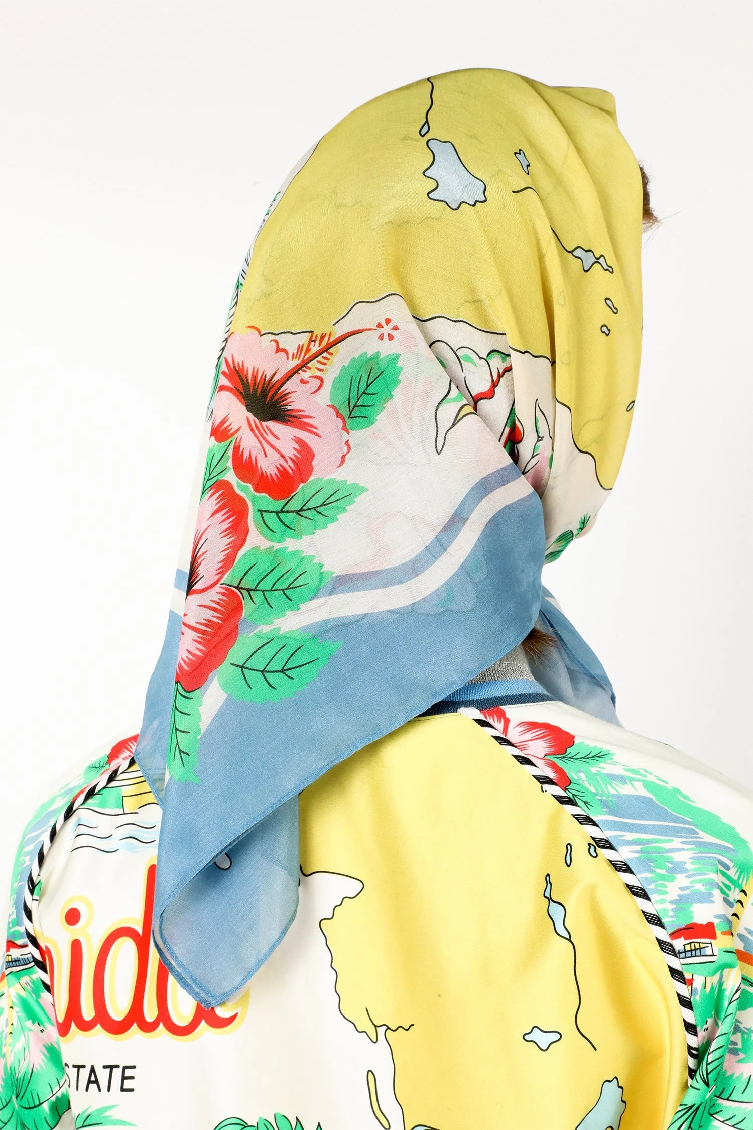 Florida Silk Voile Square Scarf- Blue