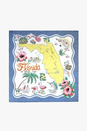 Florida Silk Voile Square Scarf- Blue