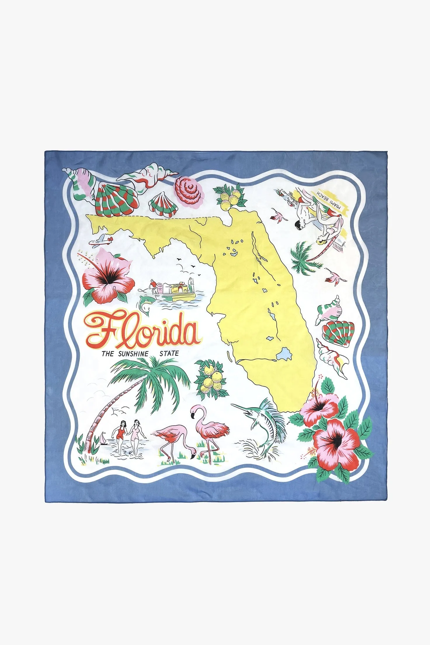 Florida Silk Voile Square Scarf- Blue