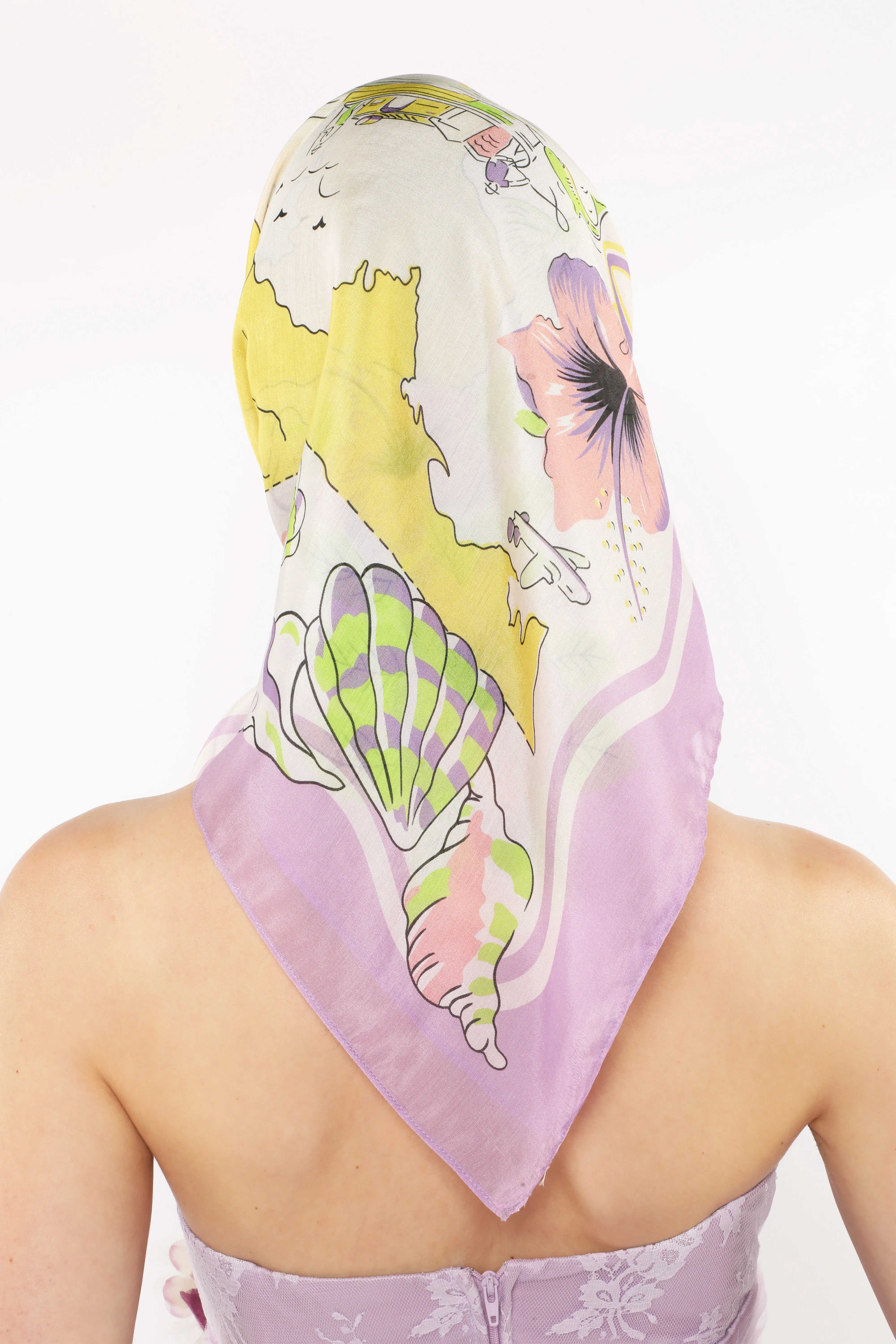 Florida Silk Voile Square Scarf-Lavender