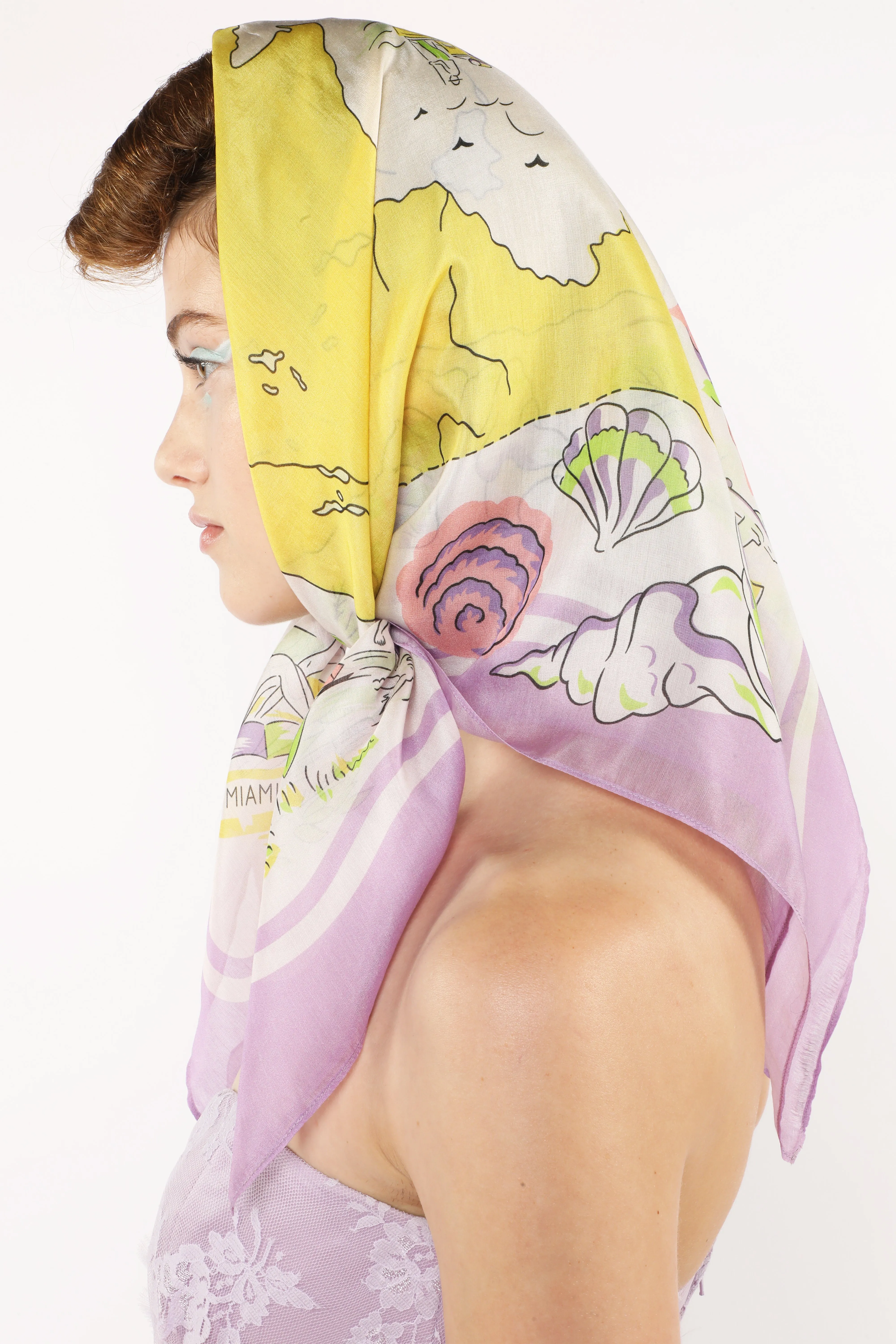 Florida Silk Voile Square Scarf-Lavender