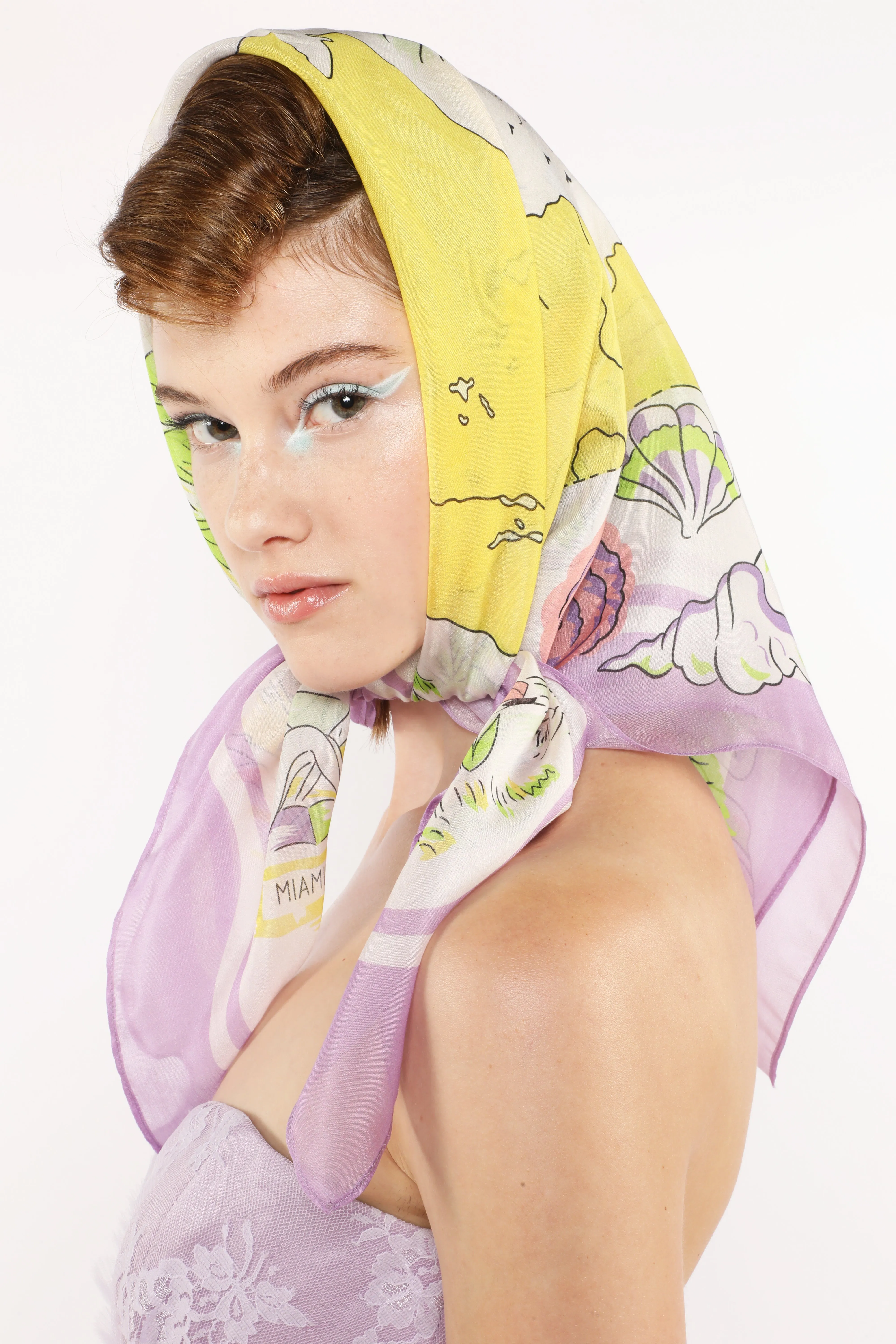Florida Silk Voile Square Scarf-Lavender