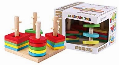Four Sets of wooden Educational toys Column