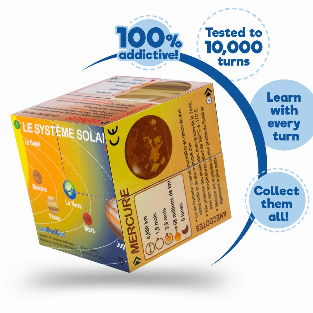 French Planets Solar System Statistics Cube Book