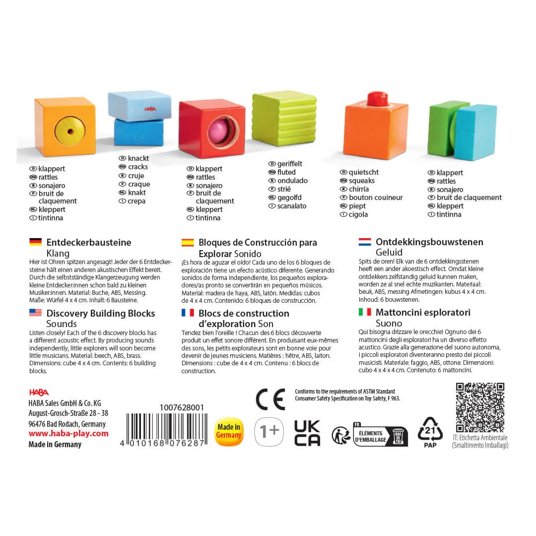 Fun with Sounds Wooden Discovery Blocks