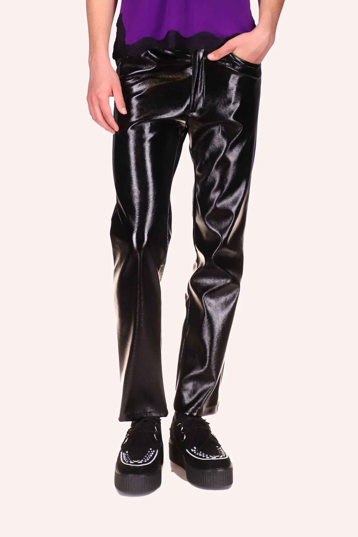 Genderless Black Patent Pants