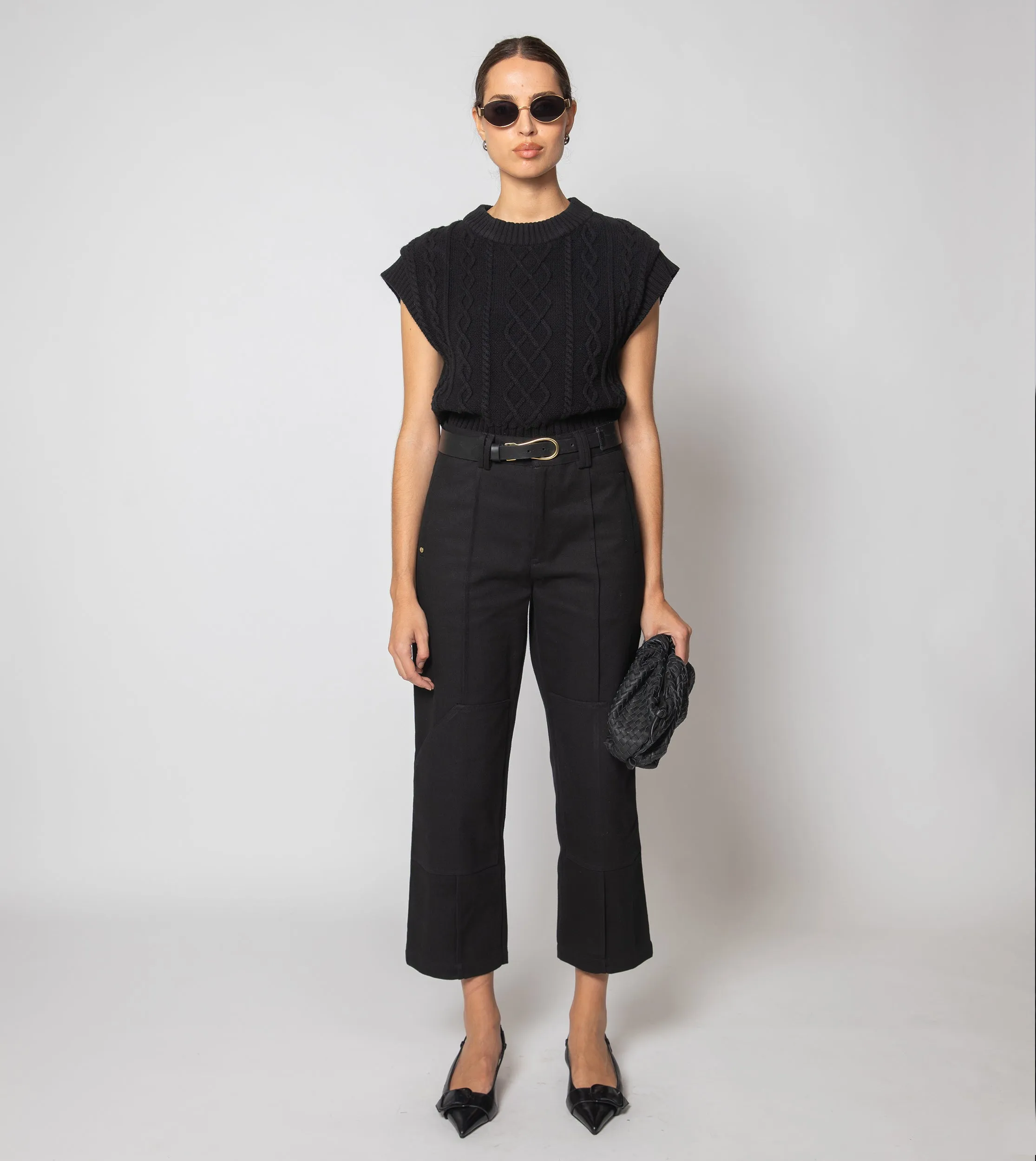 Gigi Cropped Sweater Vest | Black