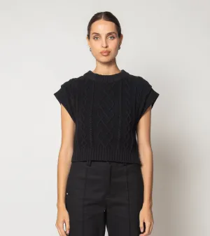 Gigi Cropped Sweater Vest | Black