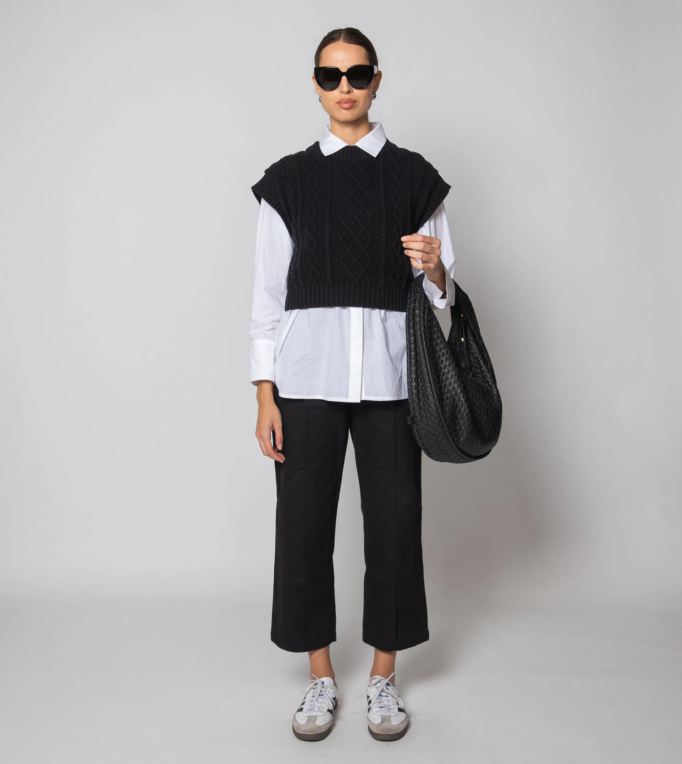 Gigi Cropped Sweater Vest | Black