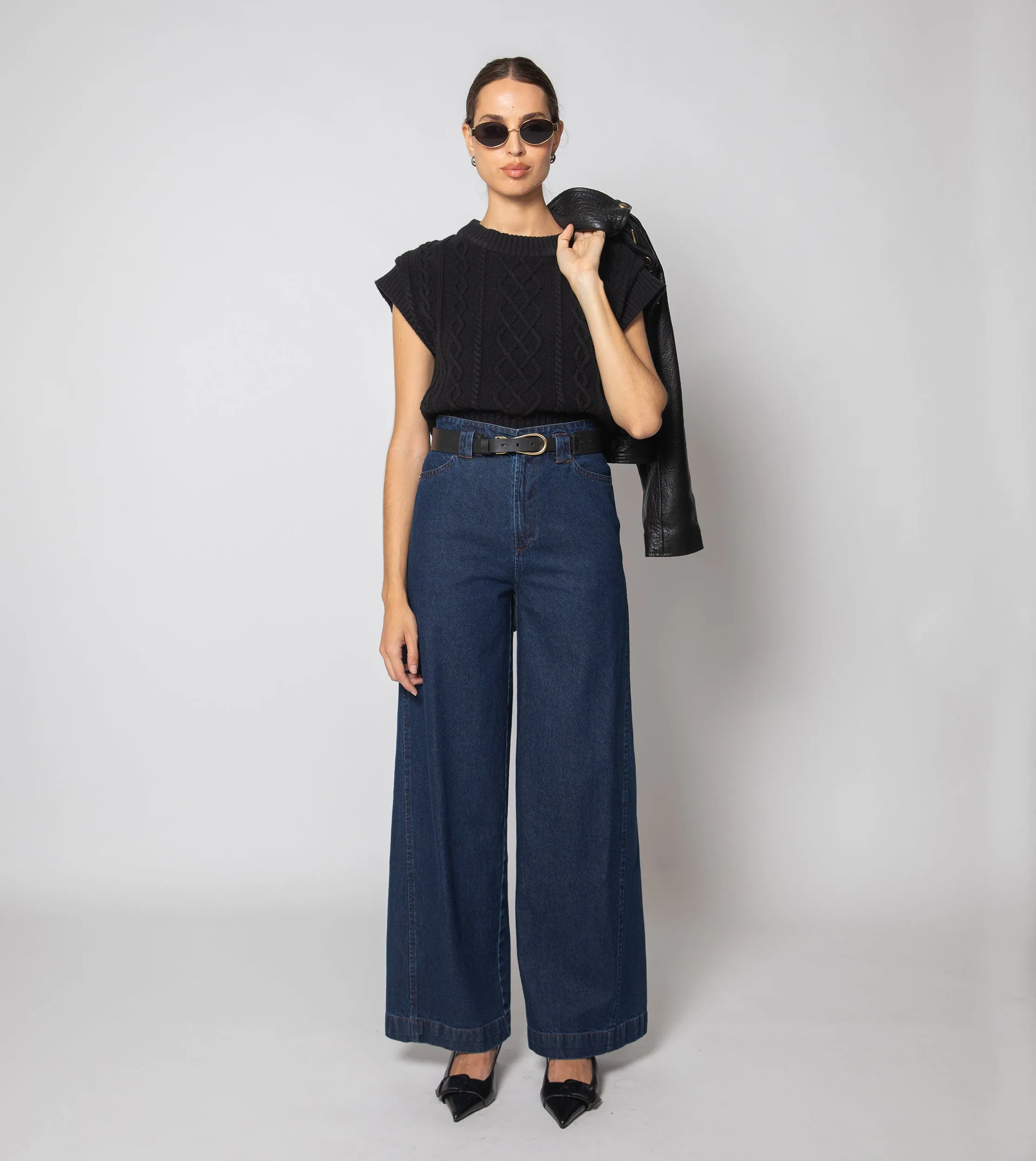 Gigi Cropped Sweater Vest | Black