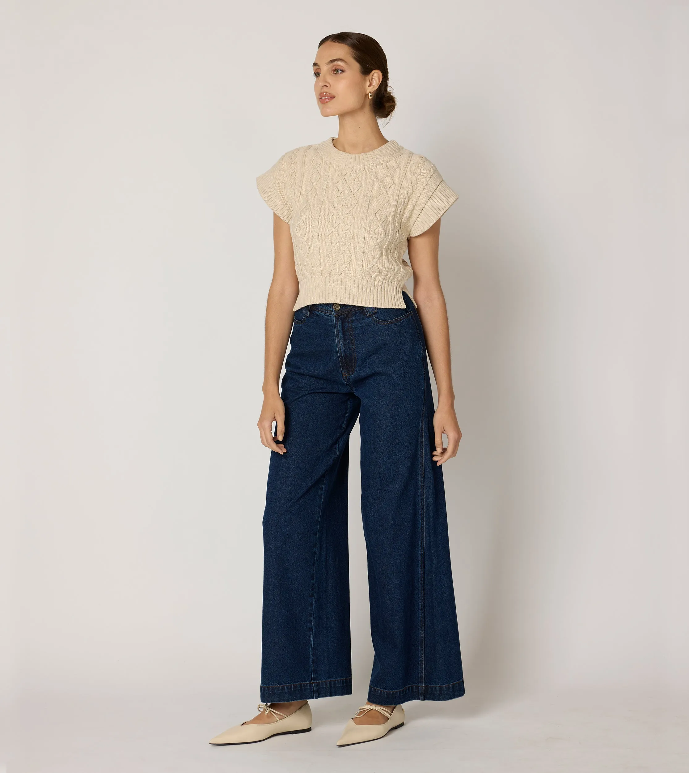 Gigi Cropped Sweater Vest | Cream