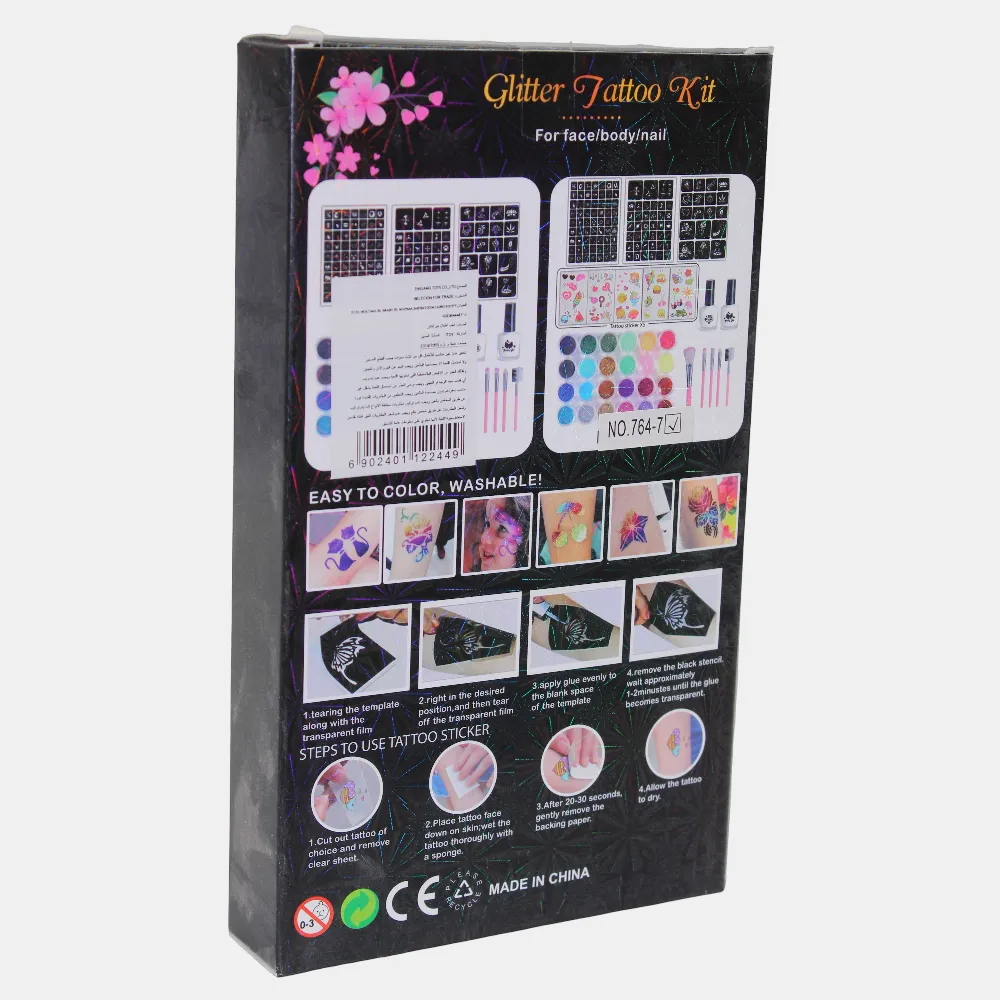 Glitter Tattoo Kit - For Face/Body/Nails