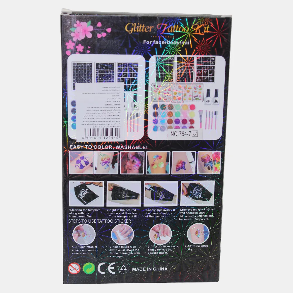 Glitter Tattoo Kit - For Face/Body/Nails