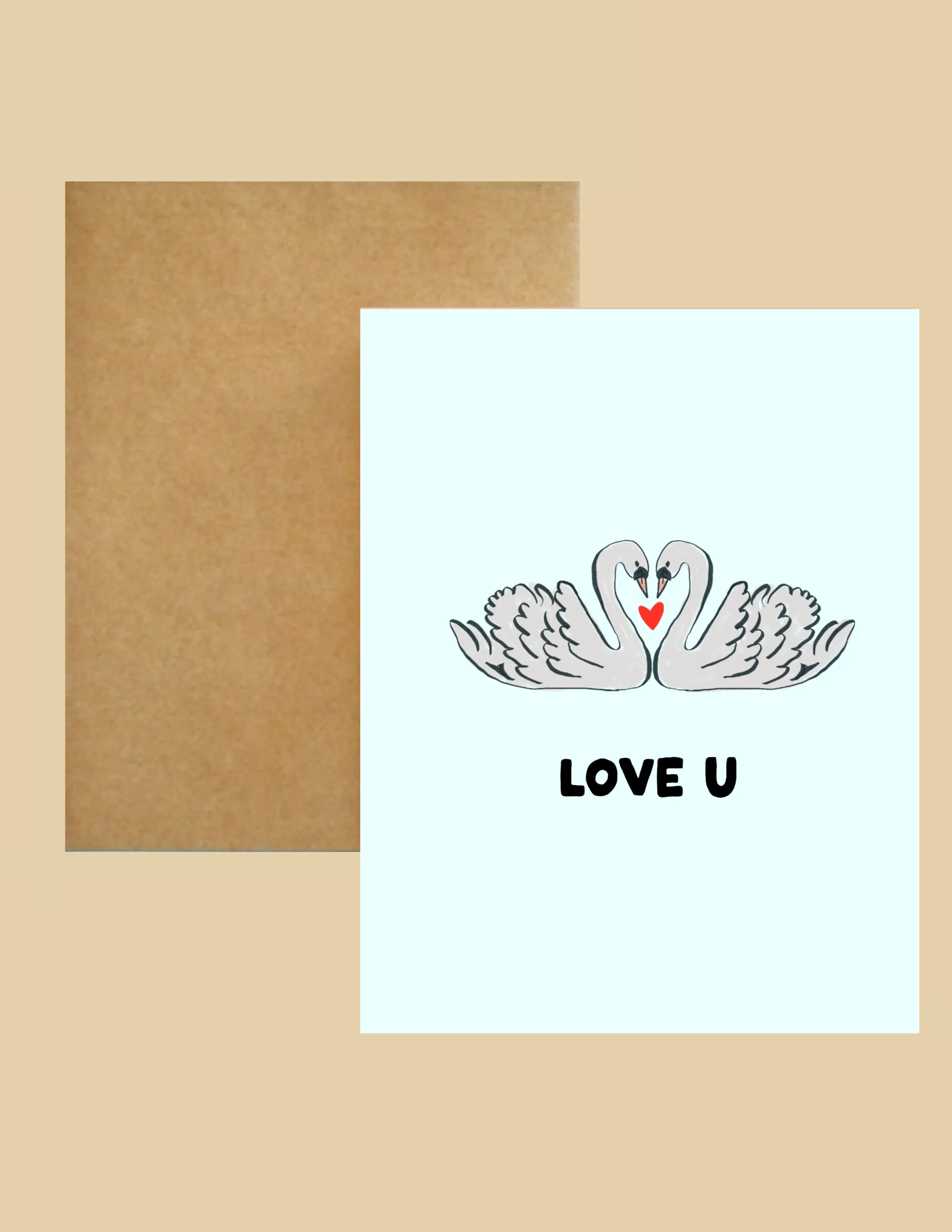 Greeting Card - Love U Swans