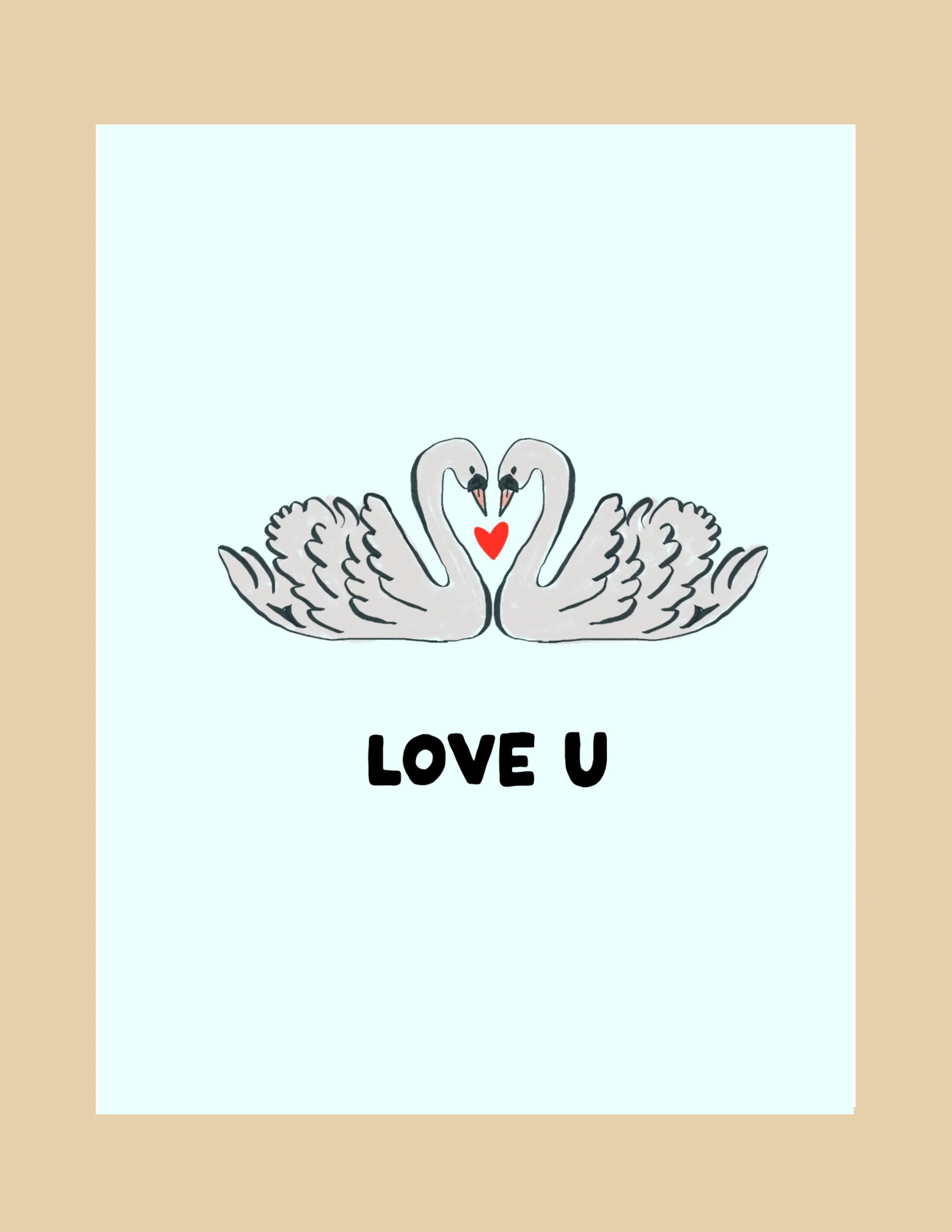 Greeting Card - Love U Swans