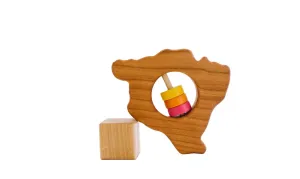 Hawaii State Big Island Wooden Baby Rattle