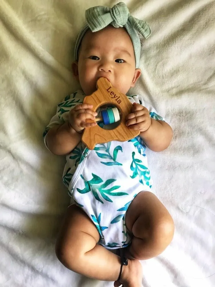 Hawaii State Big Island Wooden Baby Rattle