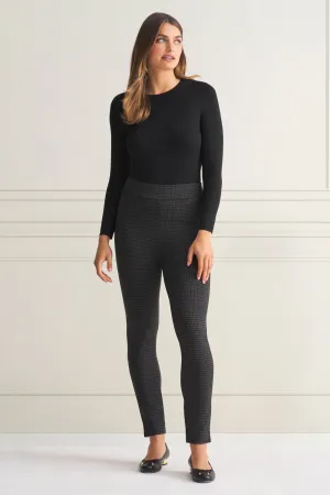 Houndstooth Ponte Pant - Charcoal Houndstooth
