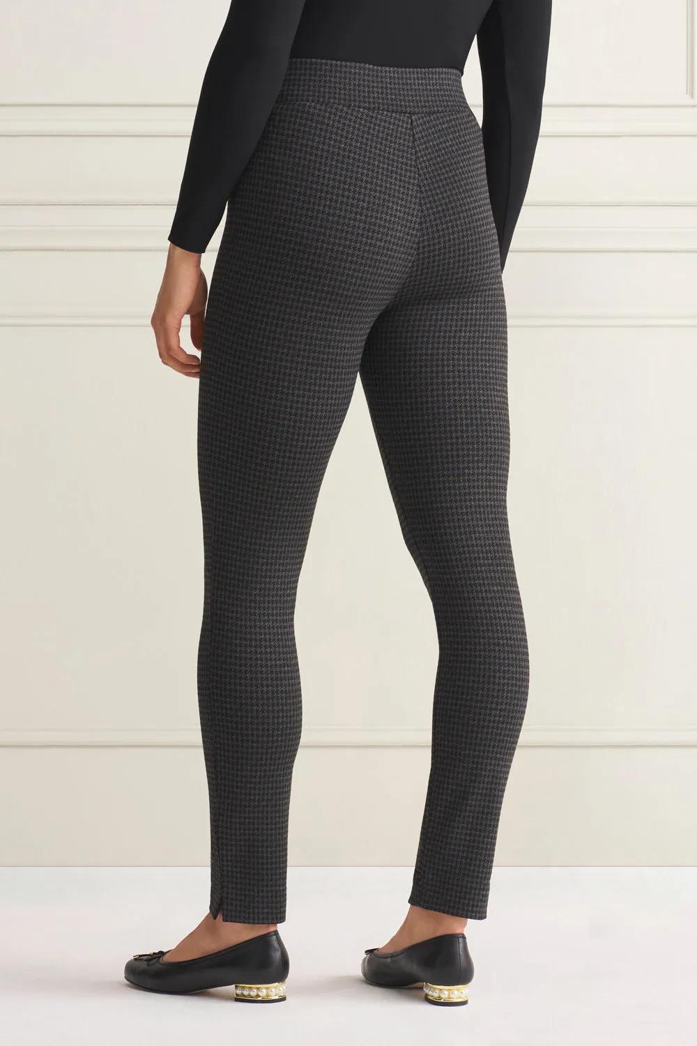 Houndstooth Ponte Pant - Charcoal Houndstooth
