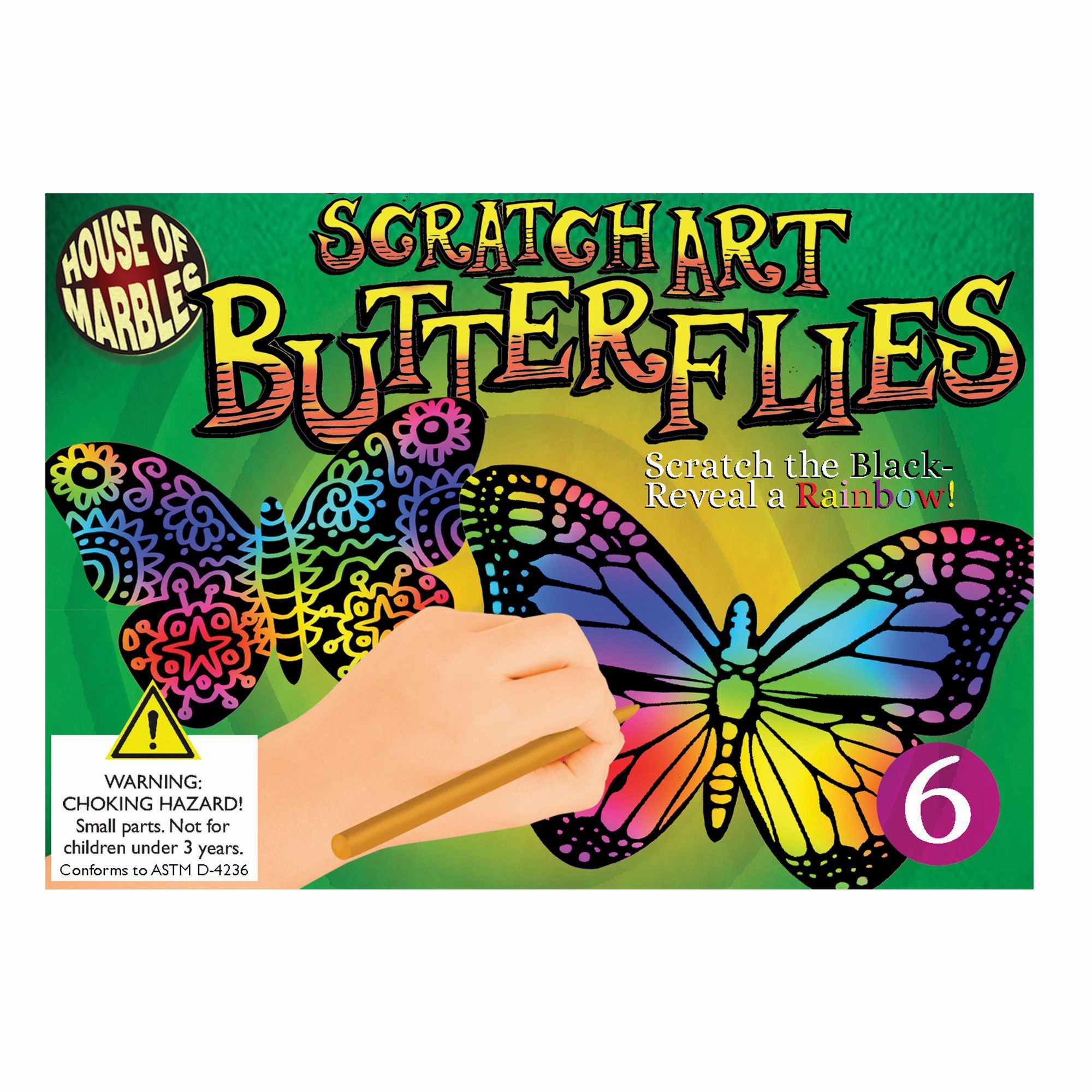House of Marbles Scratch Art Set-Butterflies