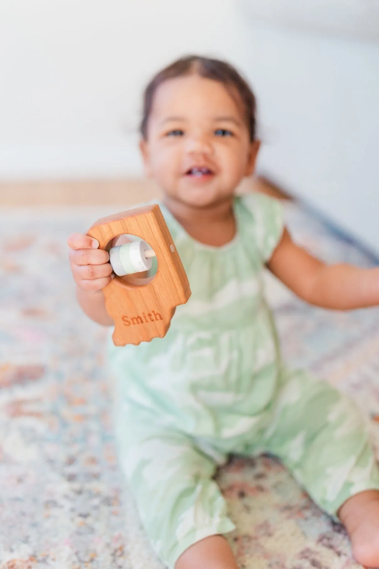 Indiana State Wooden Baby Rattle